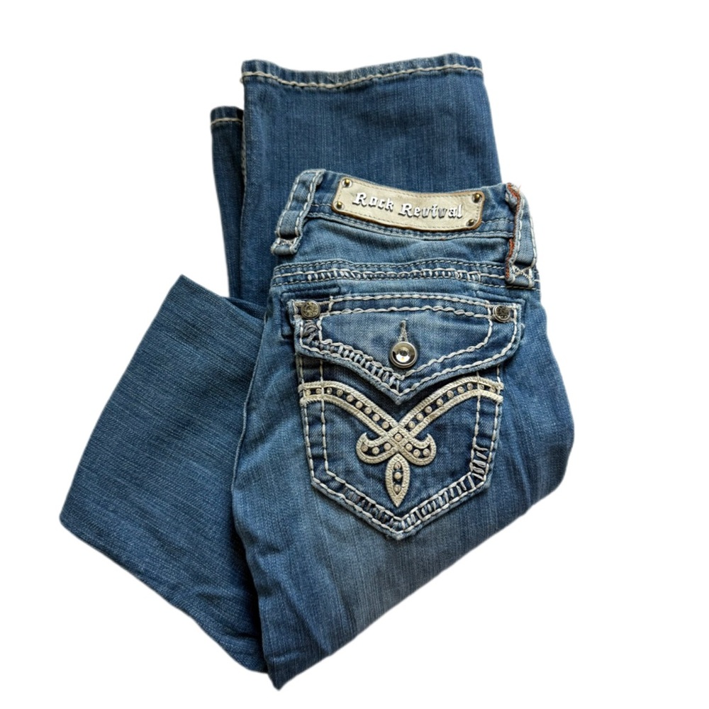 Rock Revival Jill Low Rise Bling Boot Cut Stretch Jeans 25